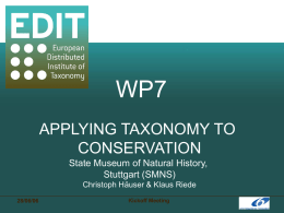 WP7 - European Distributed Institute of Taxonomy