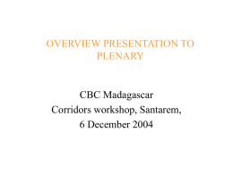 overview presentation to plenary