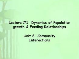 Lecture #1 Dynamics of Population growth & Feeding