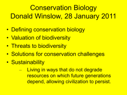 Conservation biology - Donald Edward Winslow