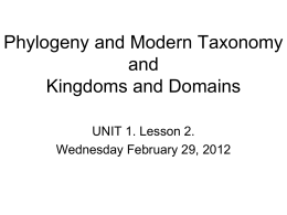 Lesson 2. Phylogeny, Kingdoms and Domains - Blyth