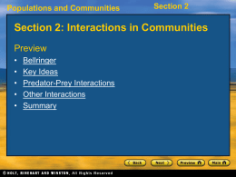 Populations and Communities Section 2 Predator