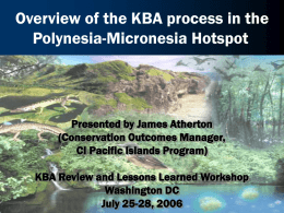Overview of the KBA process in the Polynesia-Micronesia