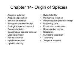 Chapter 14- Origin of Species