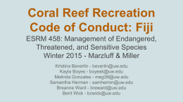 Coral Reef Recreation Code of Conduct: Fiji