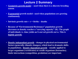 Marine Ecology 2011, final Lecture 3 Recruitment