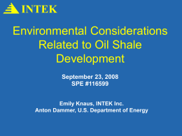 Environmental Considerations Related to Oil Shale