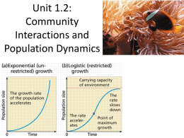 Unit I: Ecology Lecture 3: Community Interactions