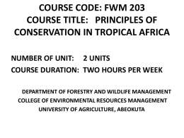FWM 203 - The Federal University of Agriculture, Abeokuta