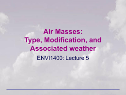 Air Masses: Type, Modification, and Associated weather