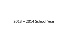 2013 – 2014 School Year