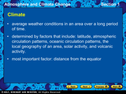 Atmosphere and Climate Change Section 1 Seasonal Changes in
