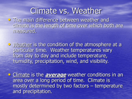 Climate vs. Weather - Mr. Dudley