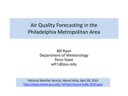 Air Quality Forecasting in the Philadelphia