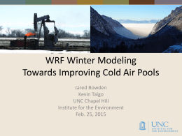 WRF Winter Modeling – Towards Improving Cold Air Pools
