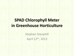 SPAD Chlorophyll Meter: Greenhouse Application
