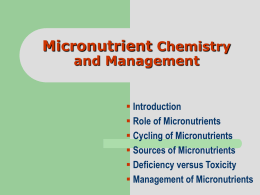 Micronutrient Chemistry and Management