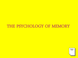 THE PSYCHOLOGY OF MEMORY