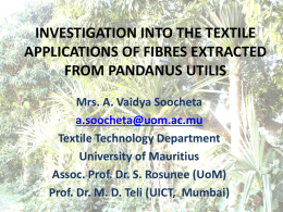 Investigation into the TEXTILE applications OF FIBRES
