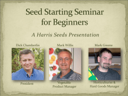 Seed Starting Seminar for Beginners