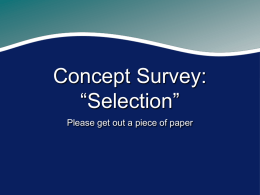 Concept Survey: “Selection”