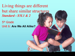 Living things are different but share similar structures (SC.F.1.2.3)