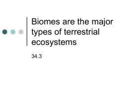 Biomes are the major types of terrestrial ecosystems