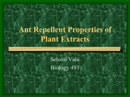 Ant Repellent Properties of Plant Extracts