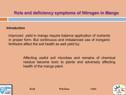 Role and deficiency symptoms of Nitrogen in Mango