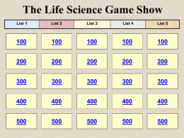 Life Science Jeopardy 1