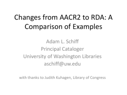 Changes from AACR2 to RDA