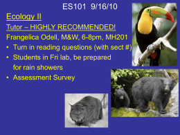 lecture 9/16, ecology II