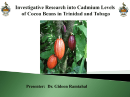 Investigations of Heavy Metals in Cocoa in Trinidad and Tobago