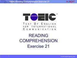 TOEIC Reading Comprehension Exercise 21 - Albert