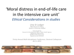 Moral distress in eol in ICU ethical considerations UStL