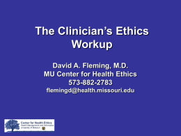 The Clinician’s Ethics Workup