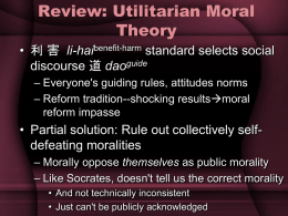 Review: Utilitarian Moral theory