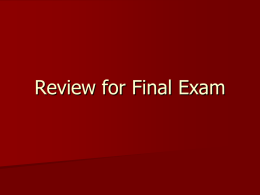 Review for Final Exam - Kelly Inglis's Weblog