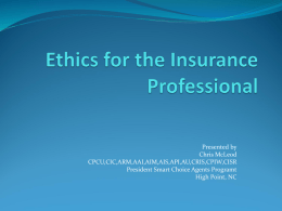Ethics for the Insurance Professional - Home