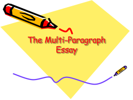 The Multi-Paragraph Essay