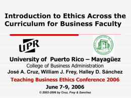 Introduction to Ethics Across the Curriculum for Business