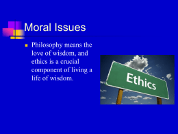 Moral Issues - John Provost - Lectures, schedule and more.