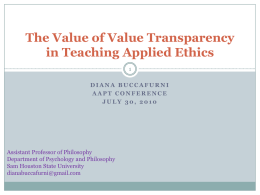 The Value of Value Transparency in Teaching Applied Ethics