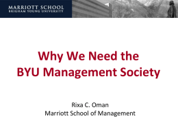 A Strategy for the Marriott School