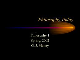 Philosophy Today - University of California, Davis