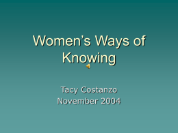 Women’s Ways of Knowing - University of California