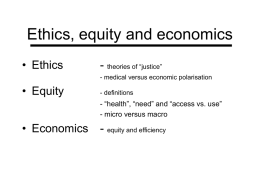 Ethics, equity and economics