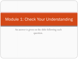 Module 1: Check Your Understanding