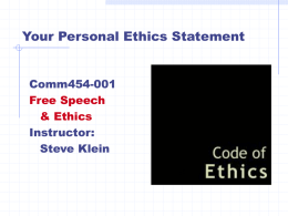 Your Personal Ethics Statement