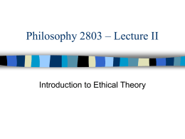 Philosophy 2803 – Lecture II